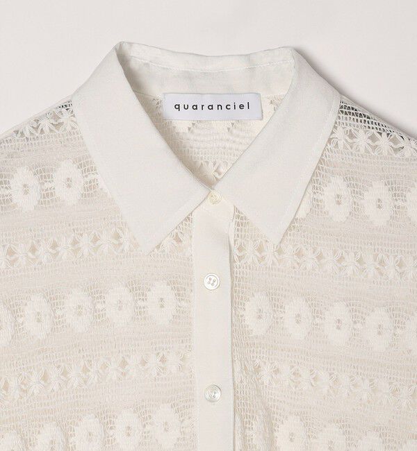 quaranciel「quaranciel:〈手洗い可能〉クロシェ レース ペプラム シャツ ブラウス」|シャツ・ブラウス|