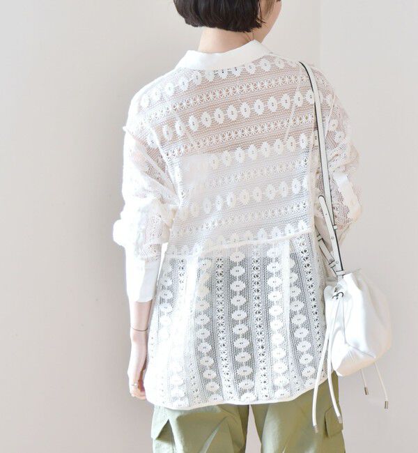 quaranciel「quaranciel:〈手洗い可能〉クロシェ レース ペプラム シャツ ブラウス」|シャツ・ブラウス|
