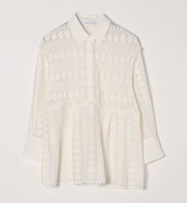 quaranciel「quaranciel:〈手洗い可能〉クロシェ レース ペプラム シャツ ブラウス」|シャツ・ブラウス|