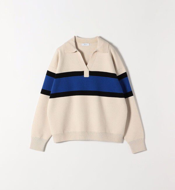 SHIPS any「SHIPS any:〈手洗い可能〉パネル ボーダー スキッパー ニット プルオーバー」|ニット・セーター|