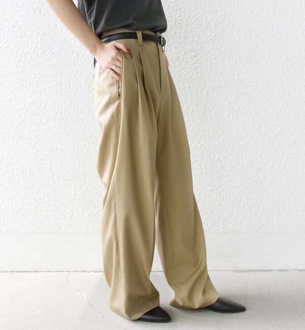 SHIPS for women「〈洗濯機可能〉ハイカウント ツイル 2タック ワイド パンツ」|その他|