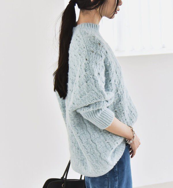 quaranciel「quaranciel:〈手洗い可能〉透かし編み クルーネック ドルマン ルーズ ニット プルオーバー」|ニット・セーター|