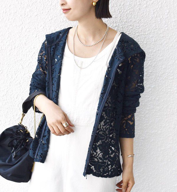 SHIPS for women「〈手洗い可能〉レース ジップアップ パーカ」|パーカー|