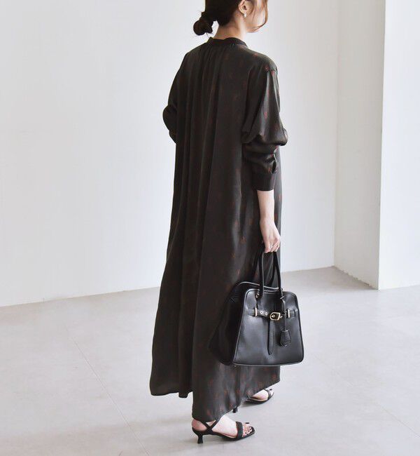 quaranciel「quaranciel:〈手洗い可能〉モノグラム ドット ロング シャツ ワンピース」|ワンピース|