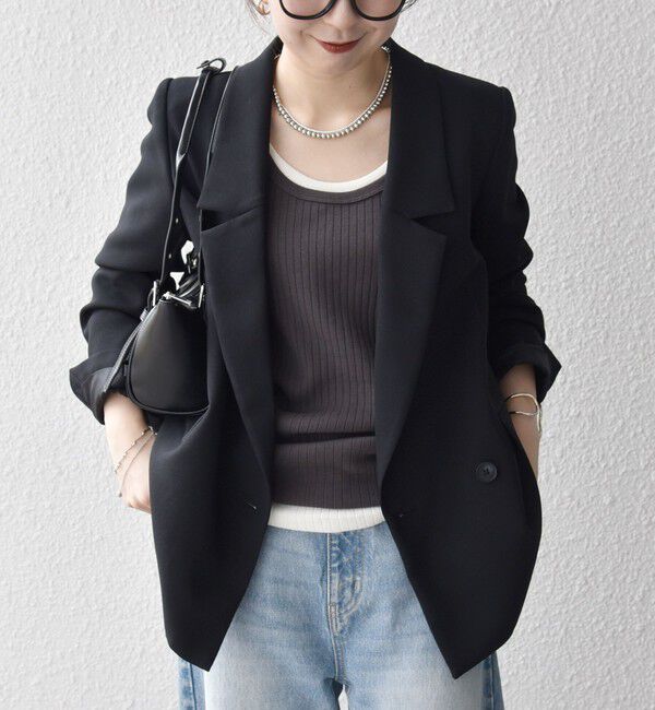 SHIPS any「SHIPS any:〈洗濯機可能〉ダブルクロス セミダブル ジャケット［NAVY BLUE］」|テーラードジャケット|