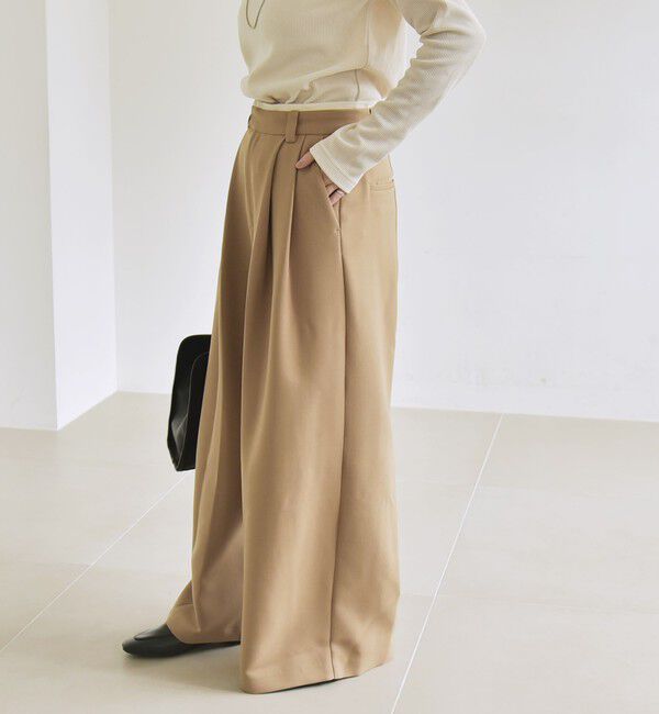 quaranciel「quaranciel:〈洗濯機可能〉ダブルクロス ウエスト ライン タック ワイド パンツ」|その他|