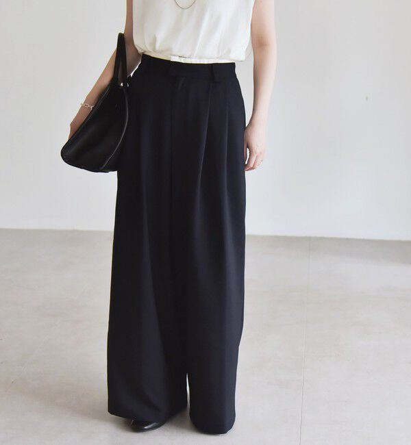 quaranciel「quaranciel:〈洗濯機可能〉ダブルクロス ウエスト ライン タック ワイド パンツ」|その他|