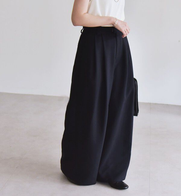 quaranciel「quaranciel:〈洗濯機可能〉ダブルクロス ウエスト ライン タック ワイド パンツ」|その他|