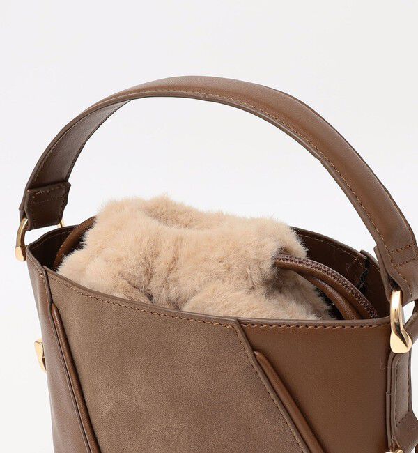 quaranciel「quaranciel: 2way コンビ バケツ ショルダーバッグ &times; フェイクファー 巾着」|ショルダー・メッセンジャー|