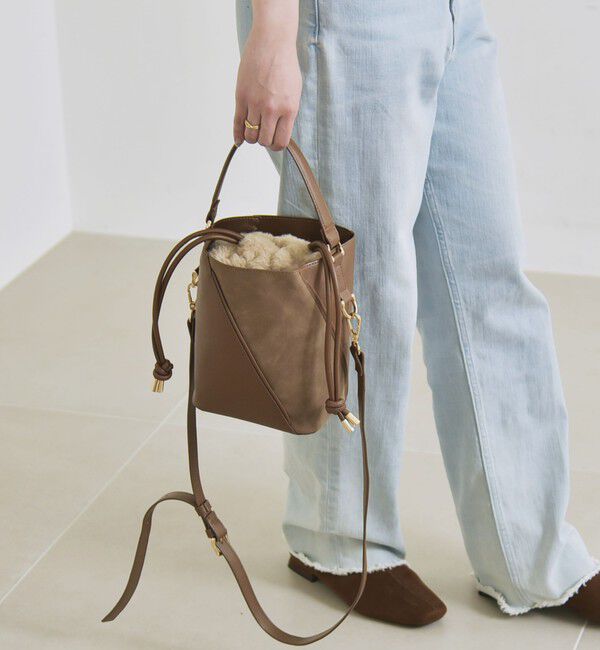 quaranciel「quaranciel: 2way コンビ バケツ ショルダーバッグ &times; フェイクファー 巾着」|ショルダー・メッセンジャー|