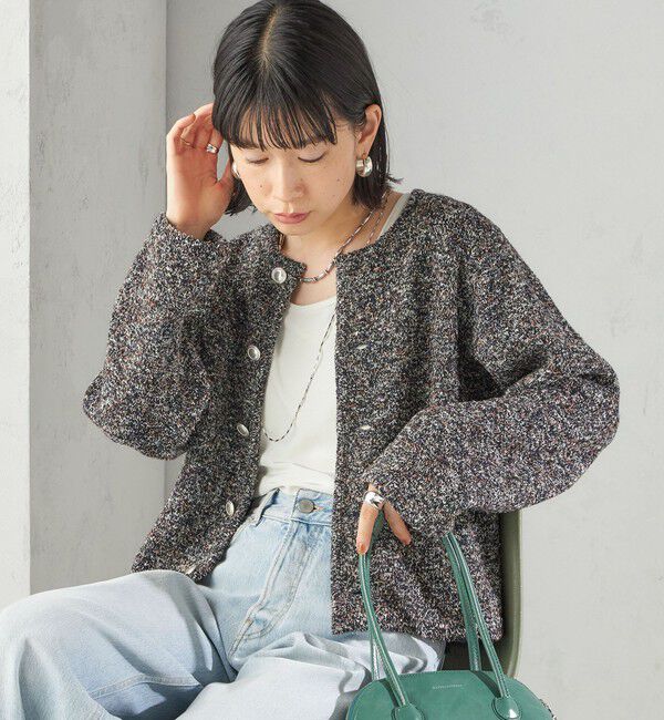 SHIPS for women「〈手洗い可能〉ミックス ヤーン ニット ジャケット」|カーディガン|