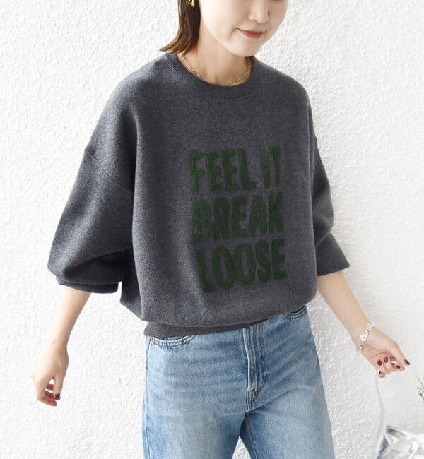 SHIPS for women「【WEB限定】〈手洗い可能〉サガラ 刺繍 ロゴ ニット プルオーバー」|ニット・セーター|