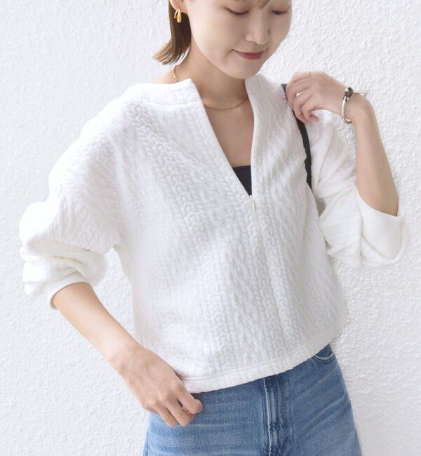 SHIPS for women「〈手洗い可能〉ケーブル ジャージー スキッパー プルオーバー」|Tシャツ・カットソー|