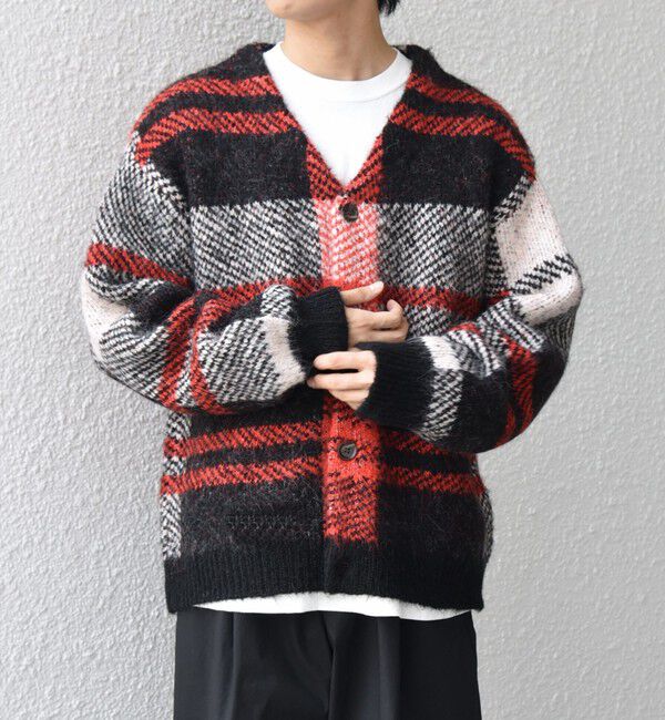 SHIPS any「SHIPS any:〈手洗い可能〉アルパカ ミックス シャギー チェック ニット カーディガン◇」|カーディガン|