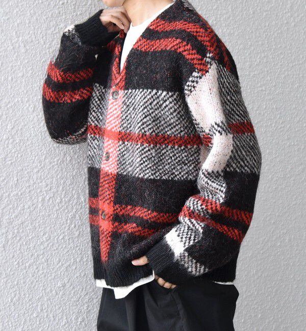 SHIPS any「SHIPS any:〈手洗い可能〉アルパカ ミックス シャギー チェック ニット カーディガン◇」|カーディガン|