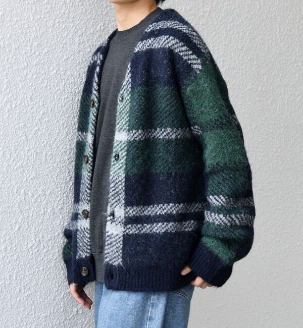 SHIPS any「SHIPS any:〈手洗い可能〉アルパカ ミックス シャギー チェック ニット カーディガン◇」|カーディガン|