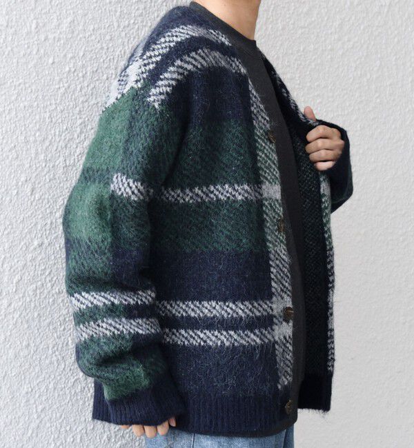 SHIPS any「SHIPS any:〈手洗い可能〉アルパカ ミックス シャギー チェック ニット カーディガン◇」|カーディガン|