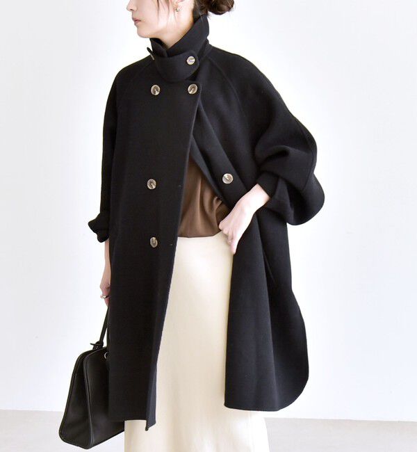 quaranciel「quaranciel: リバー スタンド & テーラード ダブルブレスト Aライン コート」|その他|