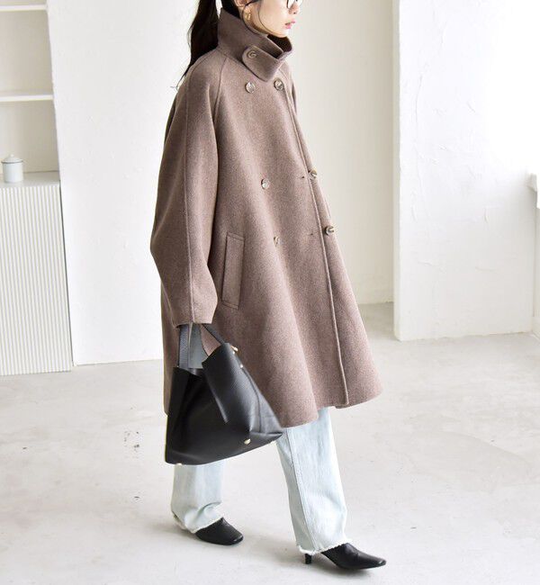 quaranciel「quaranciel: リバー スタンド & テーラード ダブルブレスト Aライン コート」|その他|