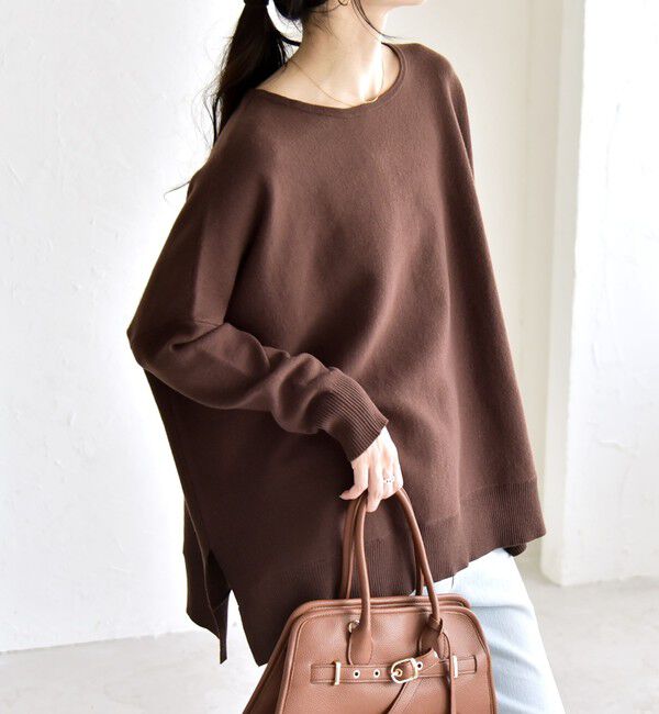 quaranciel「quaranciel:〈洗濯機可能〉ボートネック ワイド ニット プルオーバー」|ニット・セーター|