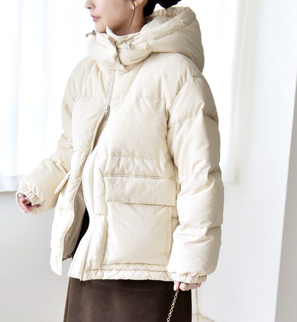 quaranciel「quaranciel: フーディー & ハイネック 2way ショート ダウン ジャケット」|ダウン|
