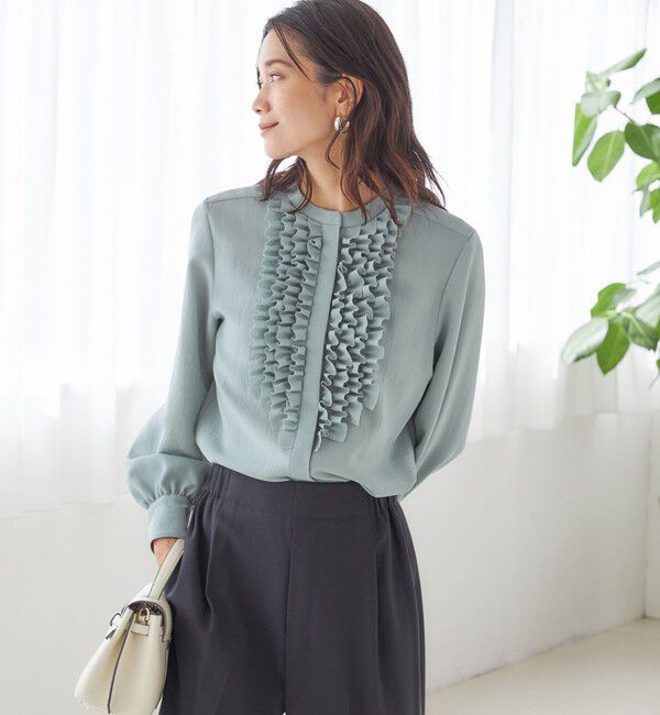 SHIPS for women「〈洗濯機可能〉ポリエステル カルゼ フリル ブラウス」|シャツ・ブラウス|