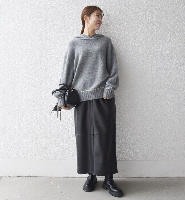 SHIPS any「SHIPS any:〈手洗い可能〉ステッチ デザイン フーディー ルーズ ニット」|ニット・セーター|