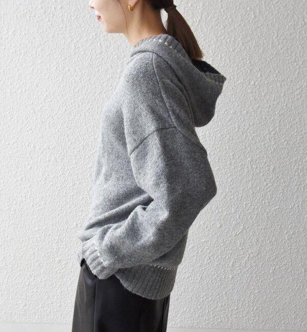 SHIPS any「SHIPS any:〈手洗い可能〉ステッチ デザイン フーディー ルーズ ニット」|ニット・セーター|