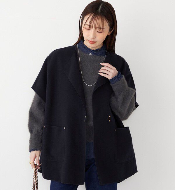 SHIPS Colors 「SHIPS Colors:ダブルフェイス ウールライク オーバー ジレ」|ダウンベスト・ベスト|ネイビー