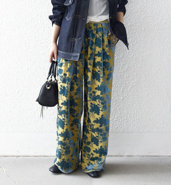 SHIPS any「SHIPS any:〈手洗い可能〉フラワー オパール タック セミワイド イージー パンツ」|その他|ベージュ