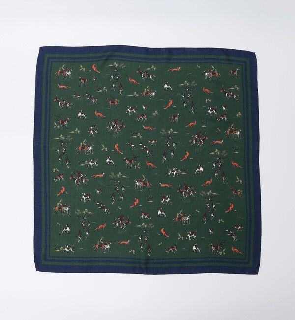 SHIPS「Vincenzo Miozza: アニマル プリント スカーフ」|バンダナ・スカーフ|ダークグリーン