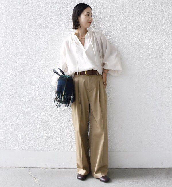 SHIPS for women「《一部追加予約》〈手洗い可能〉シアー タンブラー リボン デザイン 長袖 ブラウス」|シャツ・ブラウス|