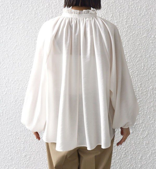 SHIPS for women「《一部追加予約》〈手洗い可能〉シアー タンブラー リボン デザイン 長袖 ブラウス」|シャツ・ブラウス|