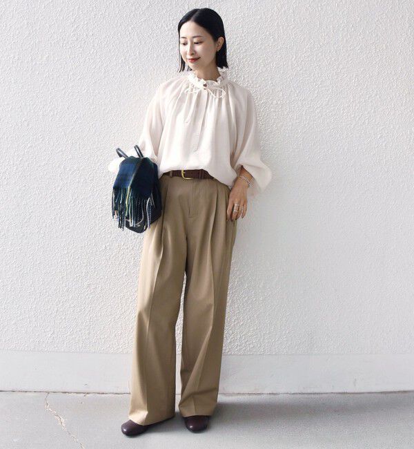 SHIPS for women「《一部追加予約》〈手洗い可能〉シアー タンブラー リボン デザイン 長袖 ブラウス」|シャツ・ブラウス|