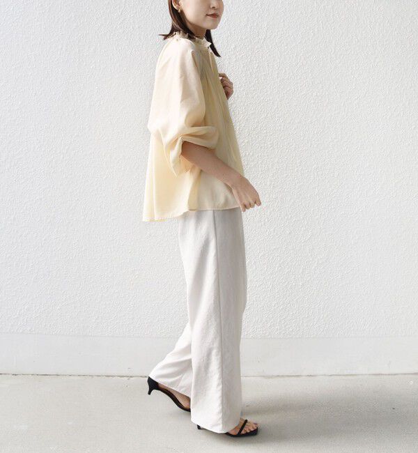 SHIPS for women「《一部追加予約》〈手洗い可能〉シアー タンブラー リボン デザイン 長袖 ブラウス」|シャツ・ブラウス|