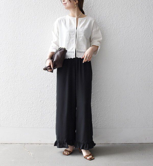 SHIPS any「《予約》SHIPS any:〈手洗い可能〉リネンミックス ハシゴレース シャツ カーディガン」|カーディガン|