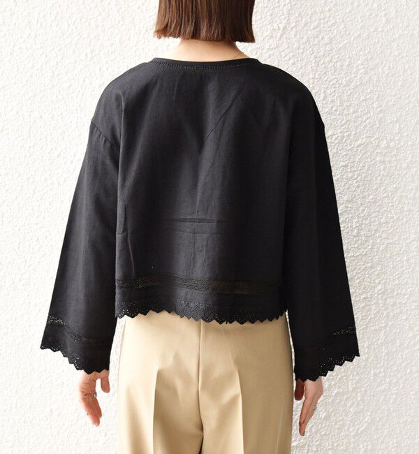 SHIPS any「《予約》SHIPS any:〈手洗い可能〉リネンミックス ハシゴレース シャツ カーディガン」|カーディガン|