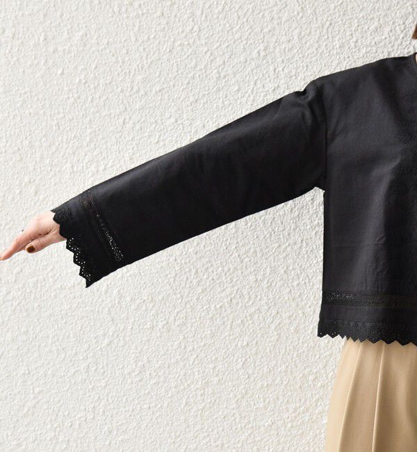 SHIPS any「《予約》SHIPS any:〈手洗い可能〉リネンミックス ハシゴレース シャツ カーディガン」|カーディガン|