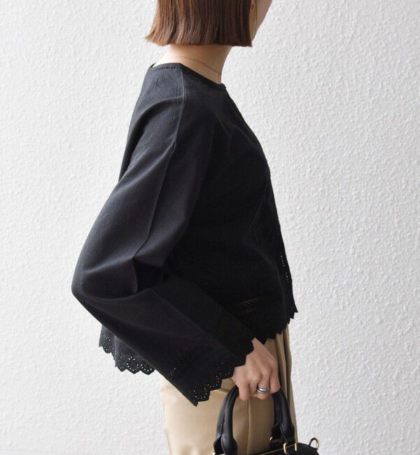 SHIPS any「《予約》SHIPS any:〈手洗い可能〉リネンミックス ハシゴレース シャツ カーディガン」|カーディガン|