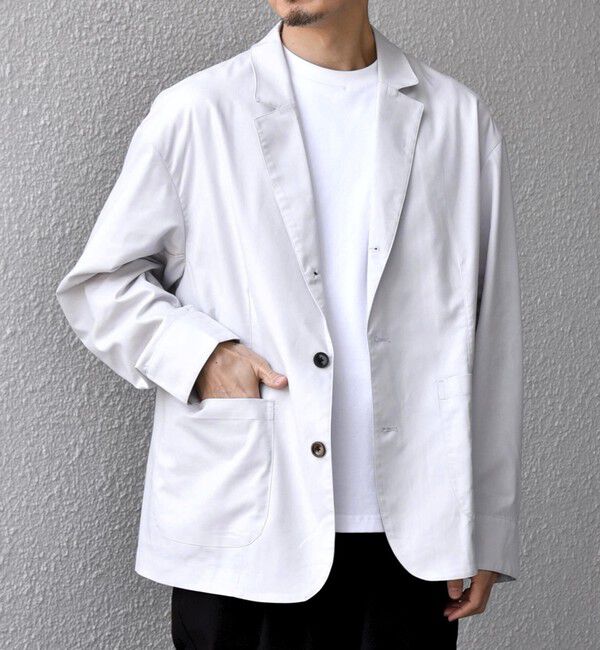 SHIPS any「【WEB限定】SHIPS any: ハイブリッドリネン リラックス テーラード ジャケット (セットアップ対応)26SS◆」|テーラードジャケット|ライトグレー