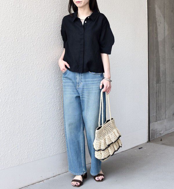 SHIPS Colors 「《予約》SHIPS Colors:〈洗濯機可能〉ユーロリネン ボクシー パフスリーブ シャツ◆」|シャツ・ブラウス|