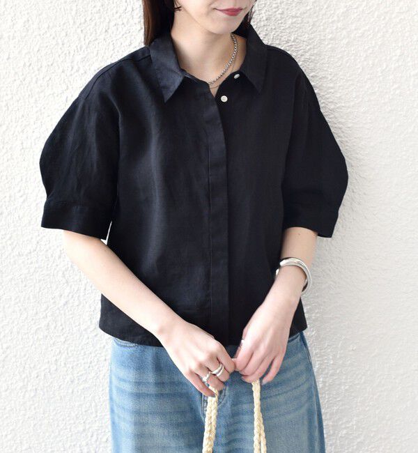 SHIPS Colors 「《予約》SHIPS Colors:〈洗濯機可能〉ユーロリネン ボクシー パフスリーブ シャツ◆」|シャツ・ブラウス|