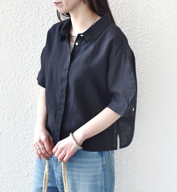 SHIPS Colors 「《予約》SHIPS Colors:〈洗濯機可能〉ユーロリネン ボクシー パフスリーブ シャツ◆」|シャツ・ブラウス|