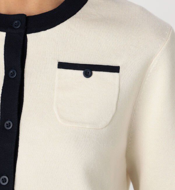 CABaN「コットンカシミヤ バイカラークルーネックカーディガン」|カーディガン|