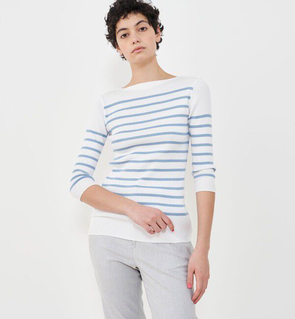 GALERIE VIE「ギザコットンリブ ボートネックプルオーバー」|ニット・セーター|