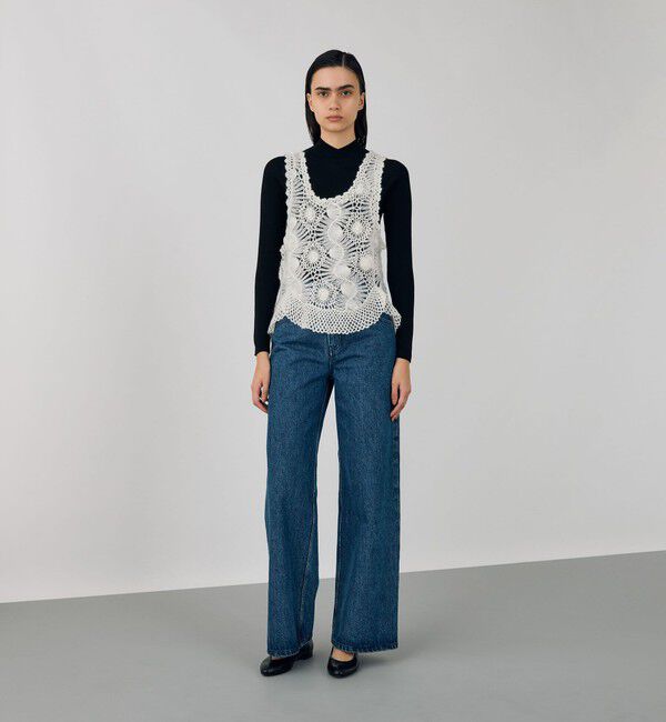 DES PRES「ヘアピンレースハンドニット ヘムフレアトップス」|ニット・セーター|