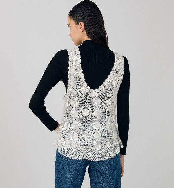 DES PRES「ヘアピンレースハンドニット ヘムフレアトップス」|ニット・セーター|