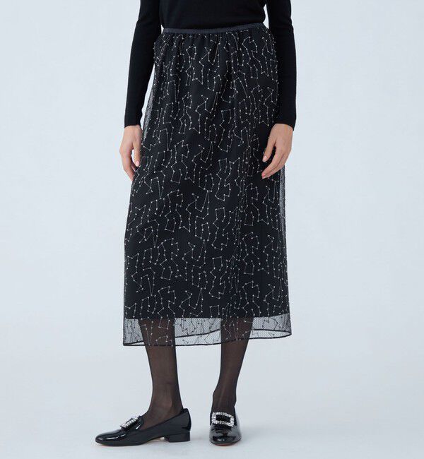 Ballsey「ビーズチュールエンブロイダリー タイトロングスカート」|スカート|