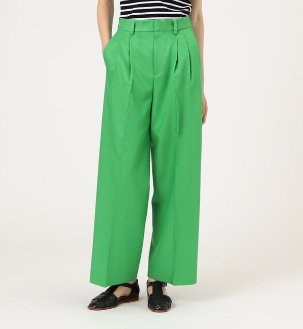 MACPHEE「ウールレーヨンツイル タックワイドパンツ」|スラックス|