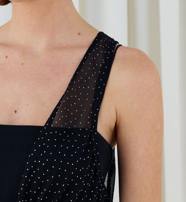 DES PRES「メタルドットプリント ペプラムノースリーブブラウス」|シャツ・ブラウス|